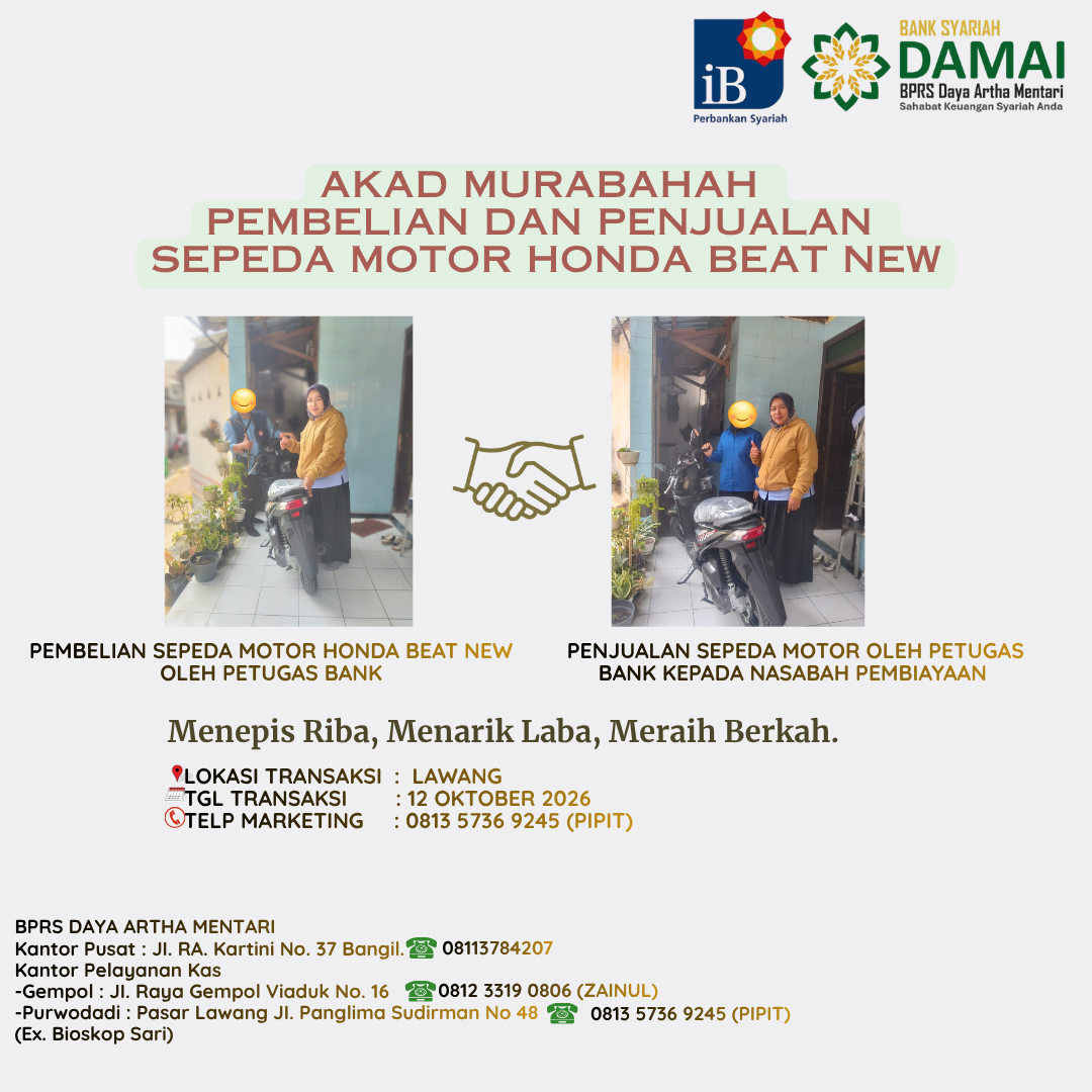 Akad Murabahah – Sepeda Motor Honda Beat New